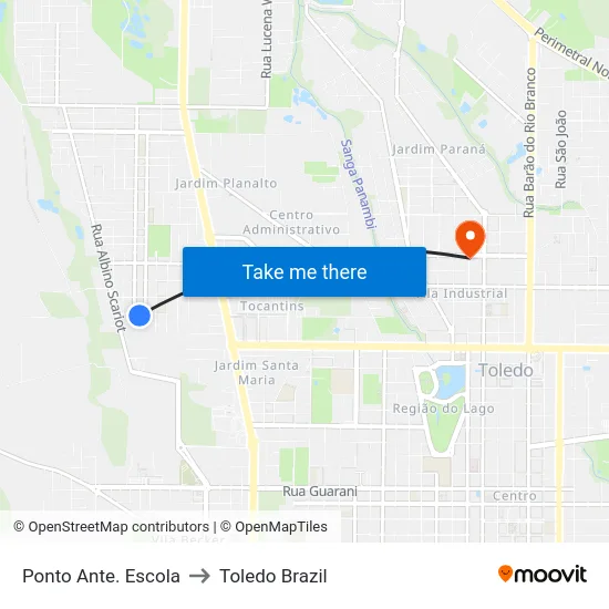 Ponto Ante. Escola to Toledo Brazil map