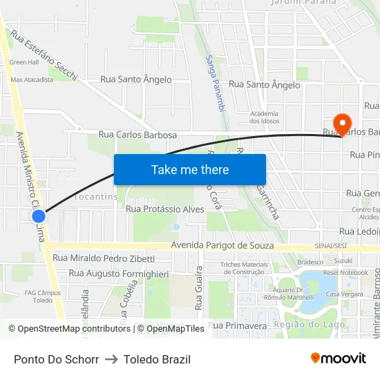 Ponto Do Schorr to Toledo Brazil map