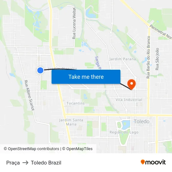 Praça to Toledo Brazil map