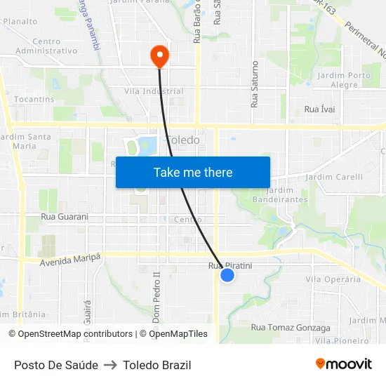 Posto De Saúde to Toledo Brazil map