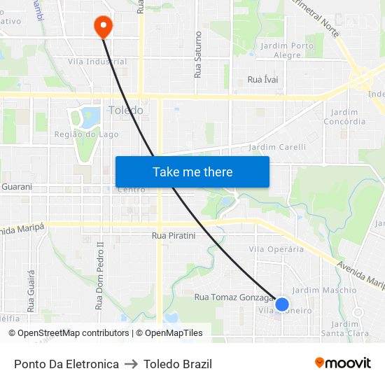 Ponto Da Eletronica to Toledo Brazil map
