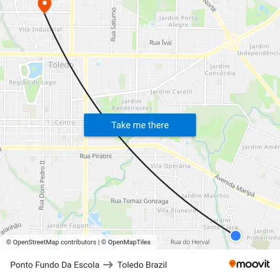 Ponto Fundo Da Escola to Toledo Brazil map