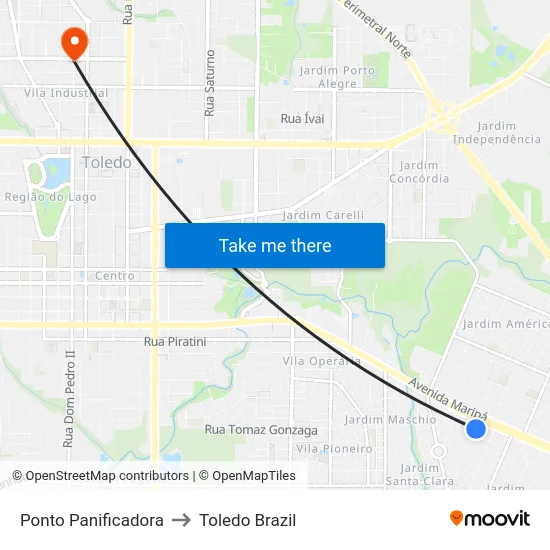 Ponto Panificadora to Toledo Brazil map