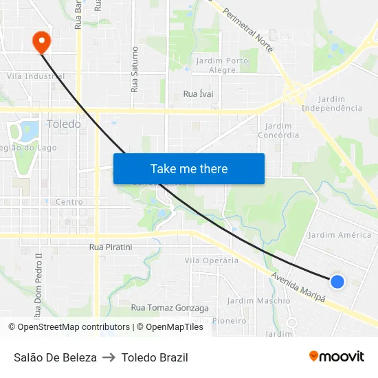 Salão De Beleza to Toledo Brazil map
