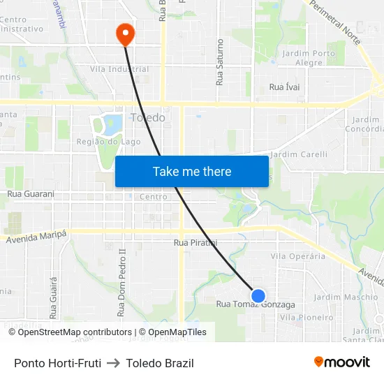Ponto Horti-Fruti to Toledo Brazil map