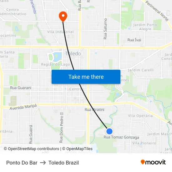 Ponto  Do Bar to Toledo Brazil map