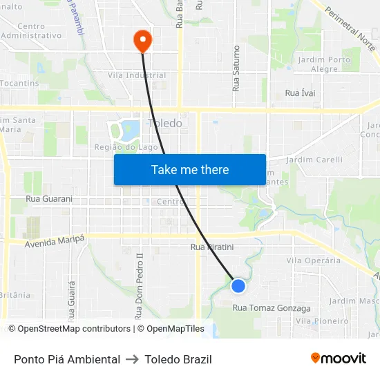 Ponto Piá Ambiental to Toledo Brazil map