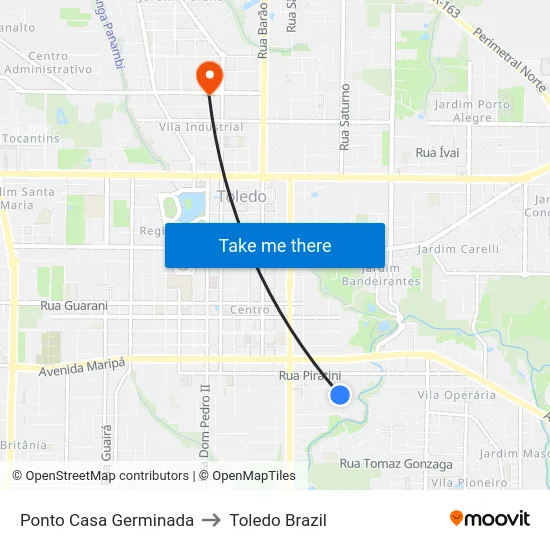 Ponto Casa Germinada to Toledo Brazil map