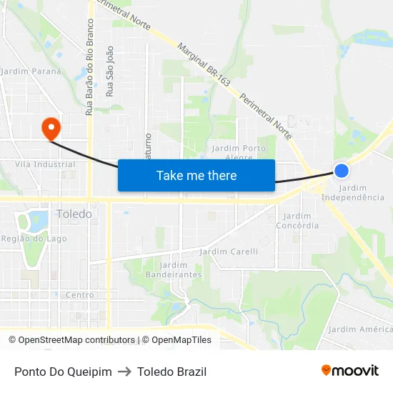 Ponto Do Queipim to Toledo Brazil map