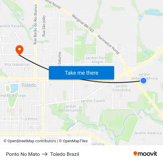 Ponto No Mato to Toledo Brazil map