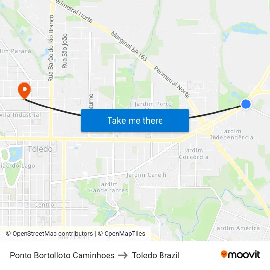 Ponto Bortolloto Caminhoes to Toledo Brazil map
