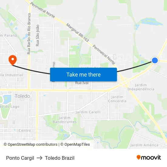 Ponto Cargil to Toledo Brazil map