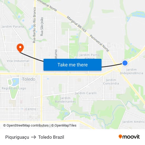 Piquriguaçu to Toledo Brazil map