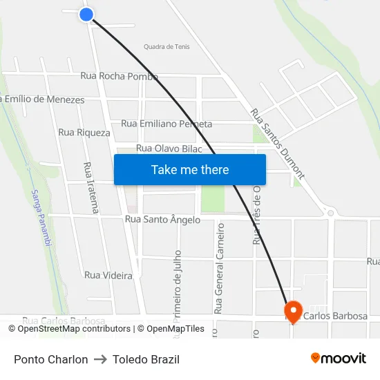 Ponto Charlon to Toledo Brazil map