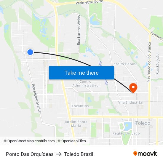 Ponto Das Orquídeas to Toledo Brazil map