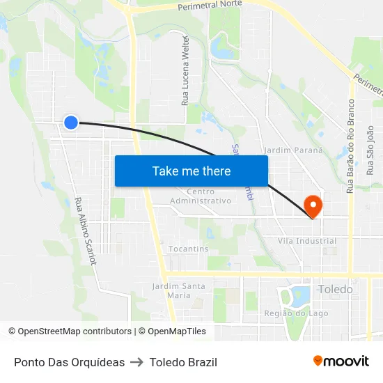 Ponto Das Orquídeas to Toledo Brazil map