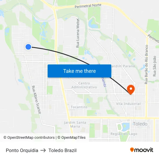 Ponto Orquidia to Toledo Brazil map