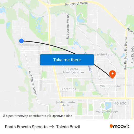 Ponto Ernesto Sperotto to Toledo Brazil map