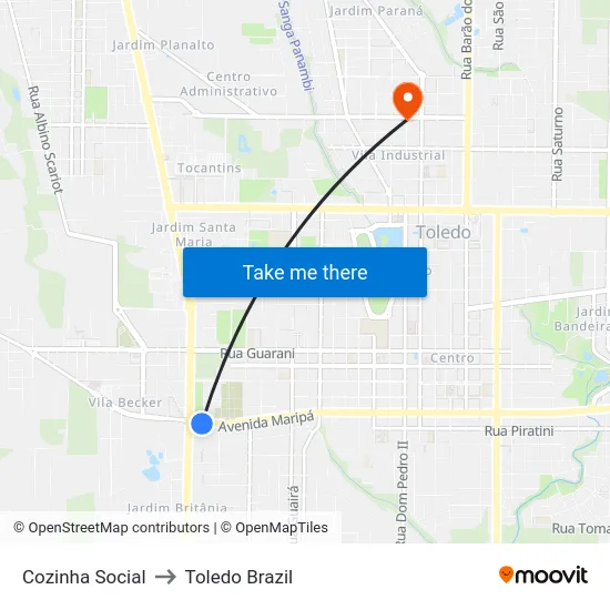 Cozinha Social to Toledo Brazil map