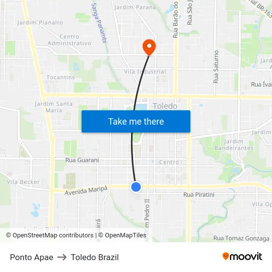 Ponto Apae to Toledo Brazil map
