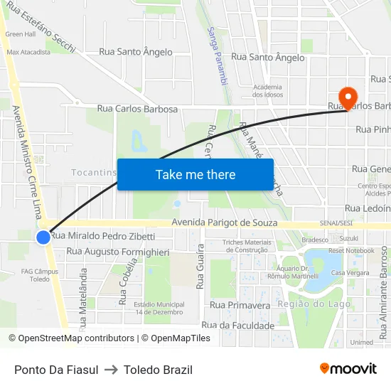 Ponto Da Fiasul to Toledo Brazil map