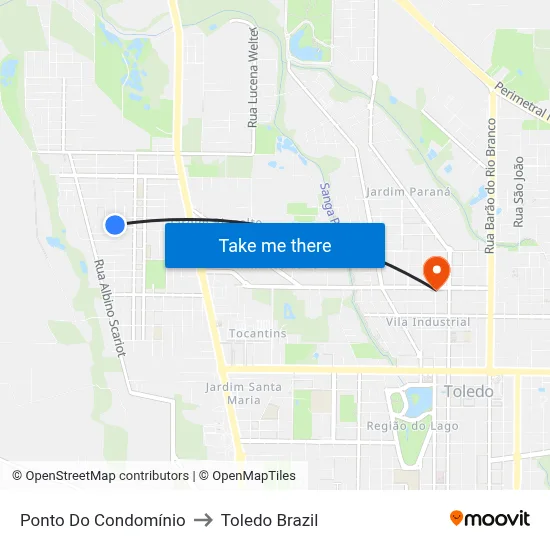 Ponto Do Condomínio to Toledo Brazil map