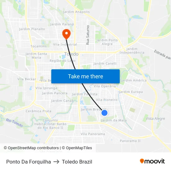 Ponto Da Forquilha to Toledo Brazil map