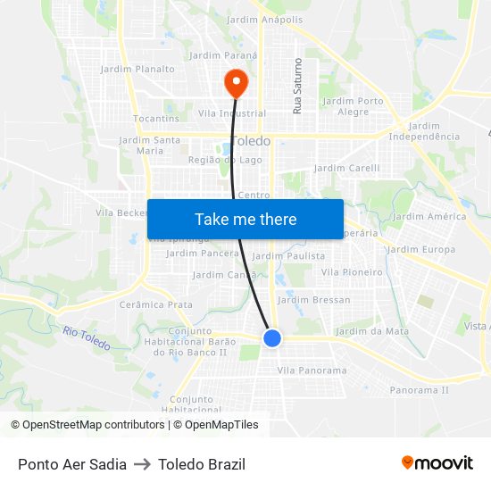 Ponto Aer Sadia to Toledo Brazil map