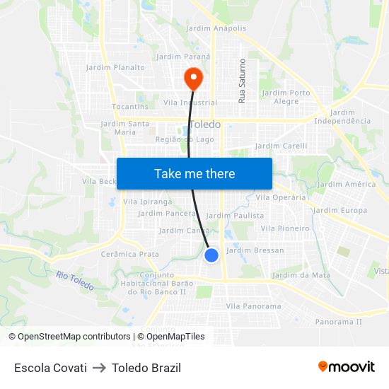 Escola Covati to Toledo Brazil map