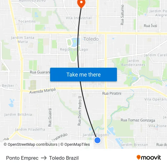 Ponto Emprec to Toledo Brazil map