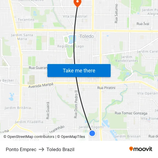 Ponto Emprec to Toledo Brazil map