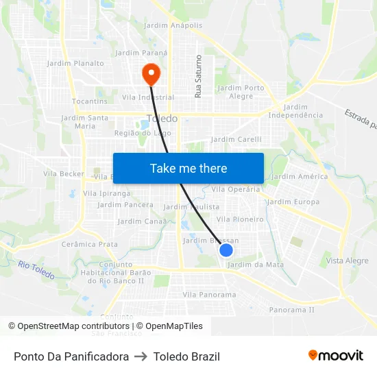 Ponto Da Panificadora to Toledo Brazil map