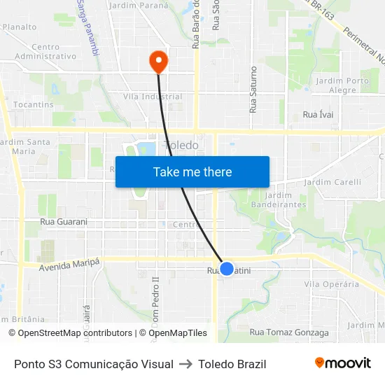 Ponto S3 Comunicação Visual to Toledo Brazil map