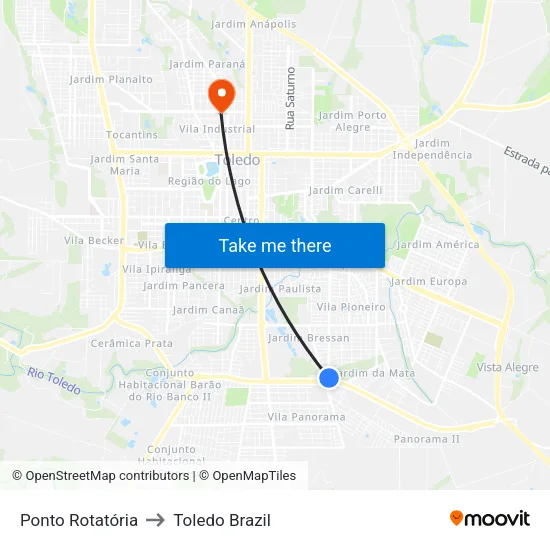 Ponto Rotatória to Toledo Brazil map