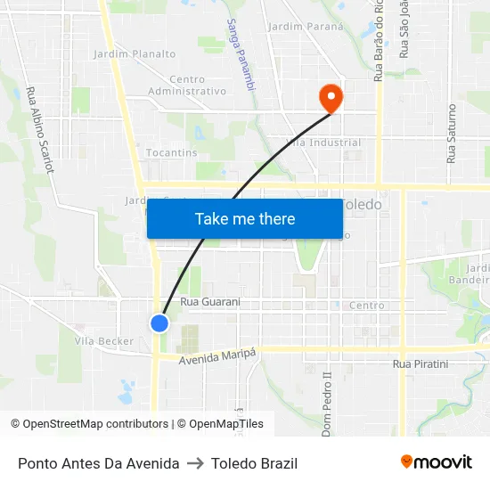 Ponto Antes Da Avenida to Toledo Brazil map