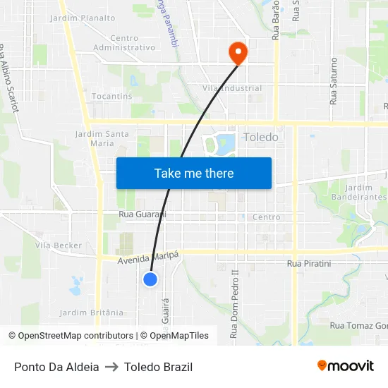 Ponto Da Aldeia to Toledo Brazil map