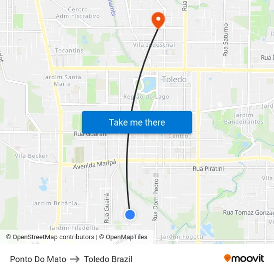 Ponto Do Mato to Toledo Brazil map