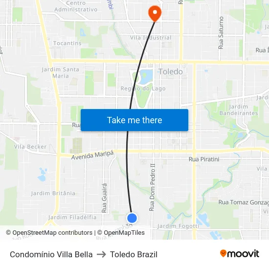 Condomínio Villa Bella to Toledo Brazil map