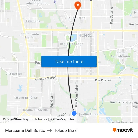 Mercearia Dall Bosco to Toledo Brazil map