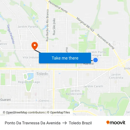 Ponto Da Travressa Da Avenida to Toledo Brazil map