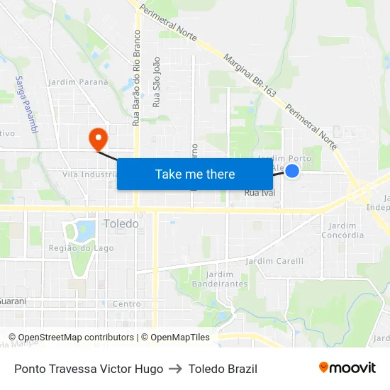 Ponto Travessa Victor Hugo to Toledo Brazil map