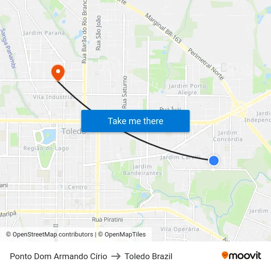 Ponto Dom Armando Círio to Toledo Brazil map