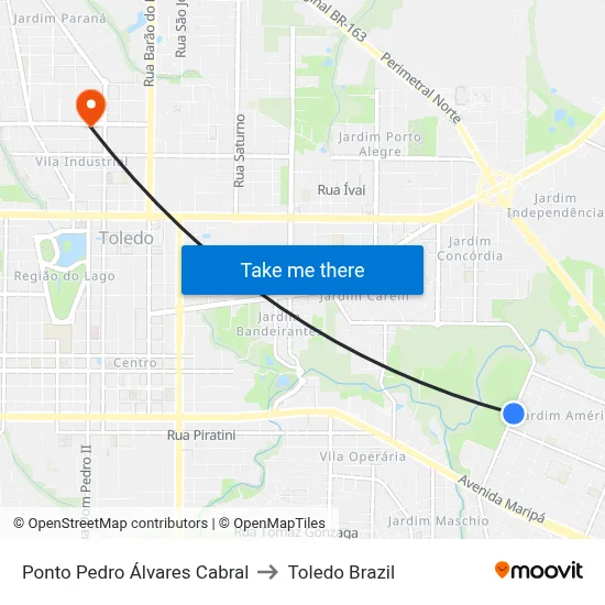 Ponto Pedro Álvares Cabral to Toledo Brazil map