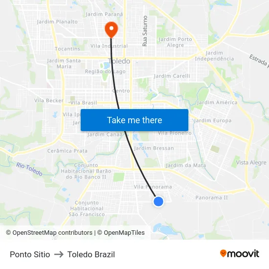 Ponto Sitio to Toledo Brazil map