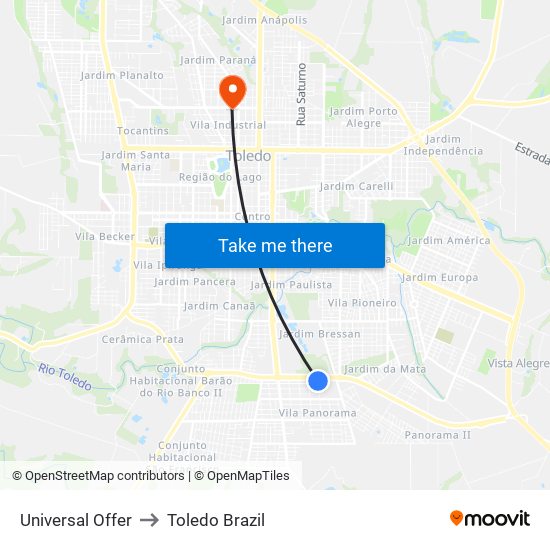 Universal Offer to Toledo Brazil map