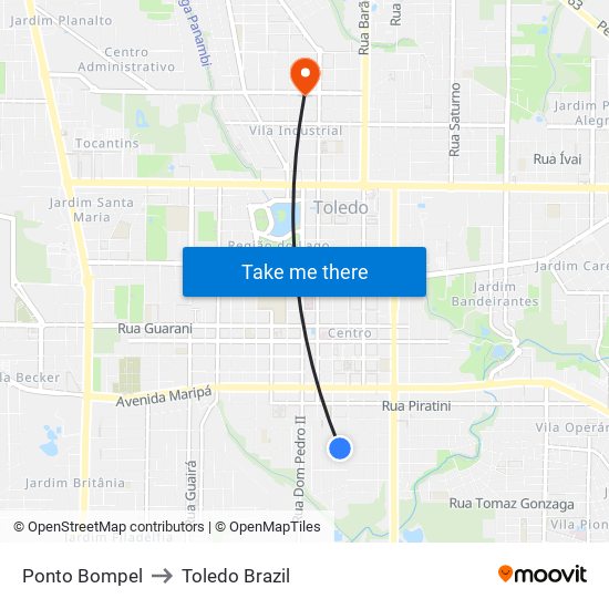 Ponto Bompel to Toledo Brazil map