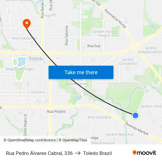 Rua Pedro Álvares Cabral, 336 to Toledo Brazil map