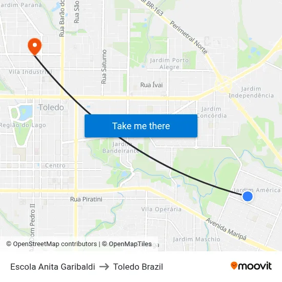 Escola Anita Garibaldi to Toledo Brazil map