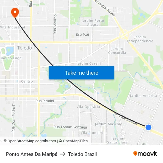 Ponto Antes Da Maripá to Toledo Brazil map