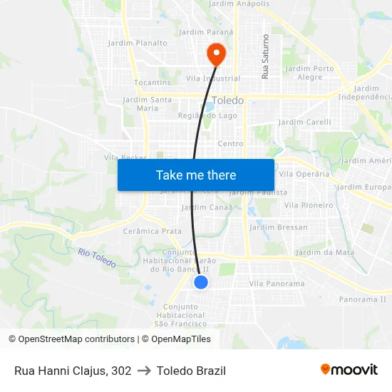 Rua Hanni Clajus, 302 to Toledo Brazil map
